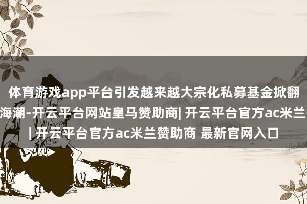 体育游戏app平台引发越来越大宗化私募基金掀翻大模子底层工夫研发海潮-开云平台网站皇马赞助商| 开云平台官方ac米兰赞助商 最新官网入口