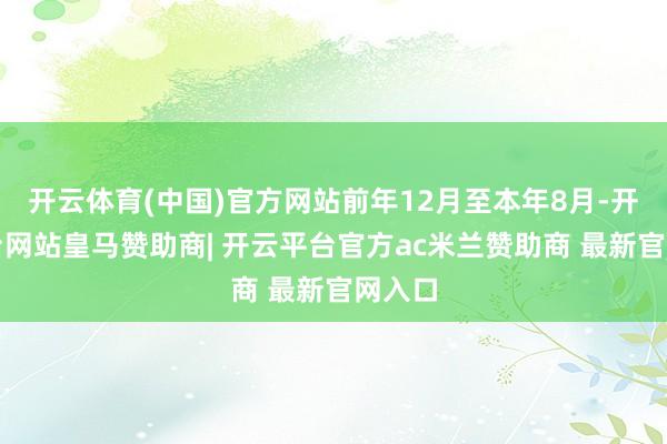 开云体育(中国)官方网站前年12月至本年8月-开云平台网站皇马赞助商| 开云平台官方ac米兰赞助商 最新官网入口